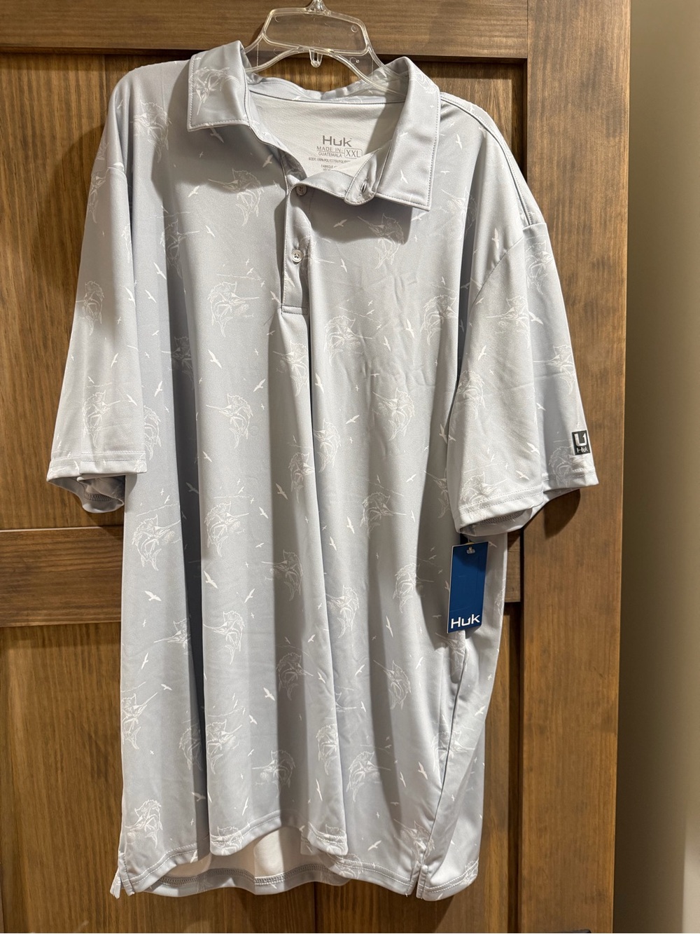 Huk Men’s Light Gray Fishing Performance Polo